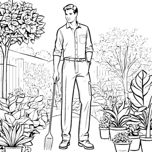 Fleißiger Mann in Herrenlangehose Bastelmotiv für fröhliche Gartenfreunde