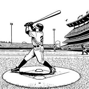 Dynamischer Baseballspieler am Schlag Malbild für malfreudige Sportfans