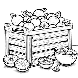 Frische Orangen in Holzkiste Bastelmotiv für verträumte Obstliebhaber