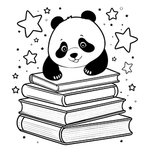 Verspielter Panda auf Büchern Bastelmotiv für kreative Bücherwürmer