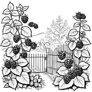 Üppige Stachelbeeren am Holzzaun Bastelvorlage für fröhliche Gartenfreunde