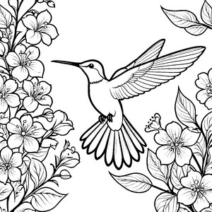 Prachtvoller Kolibri zwischen Blüten Bastelmotiv für fröhliche Naturträumer