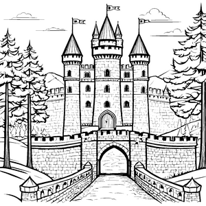 Majestätische Ritterburg mit Brücke Bastelvorlage für junge Abenteurer