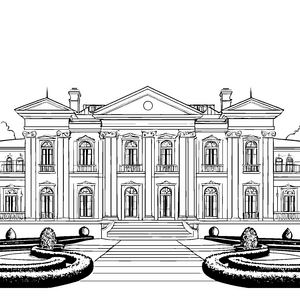 Prachtvolle Villa mit Säulen Bastelmotiv für verträumte Architekturfans