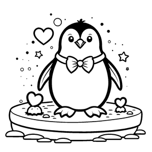 Lieber Kawaii-Pinguin mit Schleife Malbild für Sternensammler
