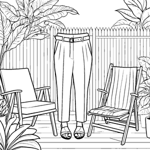 Modische Damenhose mit Gürtel Malbild für fröhliche Gartenfreunde