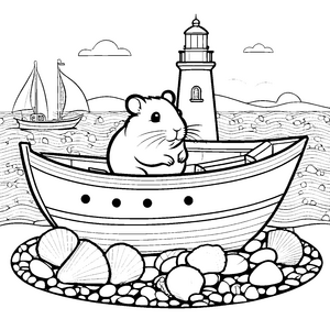 Abenteuerlicher Hamster im Boot Bastelmotiv für kreative Meeresforscher