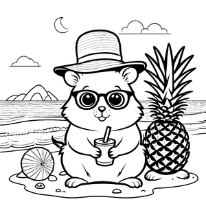 Süßer Hamster mit Sonnenbrille Bastelvorlage für junge Strandbesucher