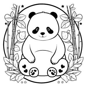 Lieber Panda mit Bambus Bastelvorlage für kleine Naturfreunde
