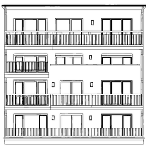 Strukturierte Fassade mit Balkonen Bastelmotiv für fröhliche Architekturbegeisterte