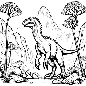 Wachsamer Pachycephalosaurus in den Bergen Ausmalbild für kreative Urwelt-Fans