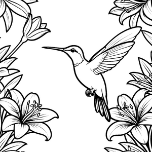 Prachtvoller Kolibri zwischen Lilien Bastelmotiv für kreative Gartenfreunde