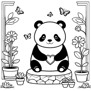 Lieber Panda mit Herz Bastelvorlage für kreative Blumenfreunde