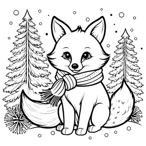 Herzliches Fuchsbaby im Schnee Bastelvorlage für verträumte Waldtiere