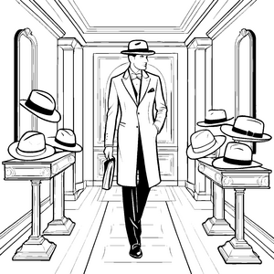 Eleganter Herrenhut im Schaufenster Malbild für kleine Stilbewusste