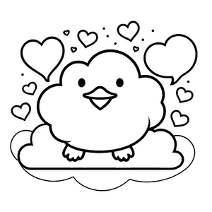 Niedliche Kawaii-Wolke mit Herzen Bastelmotiv für mutige Wolkenkinder