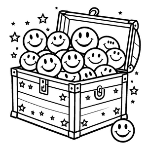 Magische Smiley-Truhe mit Sternen Bastelmotiv für Sternenjäger