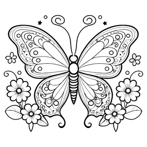 Zauberhafter Kawaii Schmetterling mit Blumen Bastelvorlage für verträumte Naturfreunde