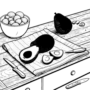 Frische Avocados auf Küchentuch Bastelmotiv für verträumte Küchenfreunde