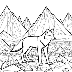 Stolzer Polarfuchs in den Bergen Malbild für neugierige Bergfreunde