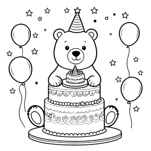 Fröhlicher Kawaii Eisbär mit Partyhut Bastelmotiv für neugierige Festfreunde