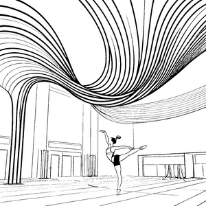 Bewundernswerte Turnerin im Bandgeflecht Bastelvorlage für kleine Sportskalpinnen
