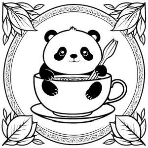 Niedlicher Panda in Teetasse Bastelvorlage für mutige Teegenießer