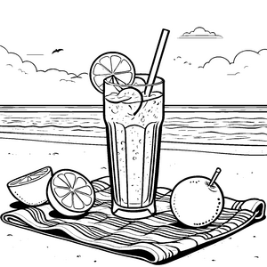 Erfrischendes Limonadenglas am Strand Bastelmotiv für kleine Sonnenanbeter