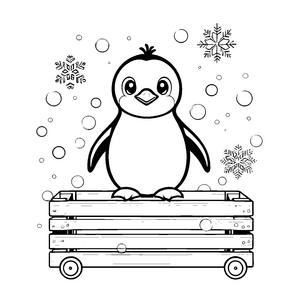 Verspielter Kawaii-Pinguin auf Palette Bastelmotiv für verträumte Eisbegeisterte