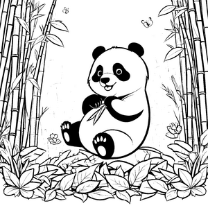 Verspielter Panda im Bambuswald Ausmalbild für junge Waldtiere