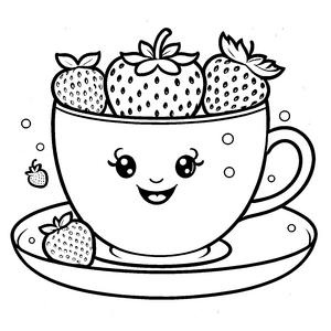 Niedliche Teetasse mit Kawaii Erdbeeren Bastelmotiv für fröhliche Obstliebhaber