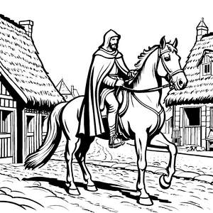 Ehrfürchtiger Sankt Martin mit Pferd Malvorlage für fröhliche Dorfbewohner