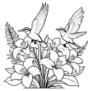 Lebendige Kolibris im Blumenstrauß Bastelmotiv für mutige Blütenfreunde