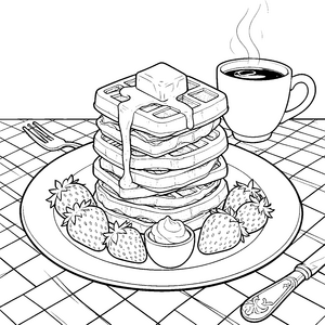 Leckere Waffelstange mit Erdbeeren Ausmalbild für Naschkatzen