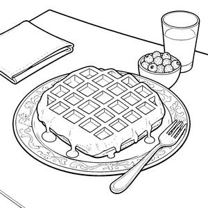 Leckere Waffel mit Beeren Ausmalbild für malfreudige Naschkatzen