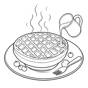 Dampfende Waffel mit Beeren Bastelvorlage für verträumte Frühstücksgenießer