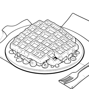 Üppige Waffel mit Erdbeeren Ausmalvorlage für junge Naschfreunde