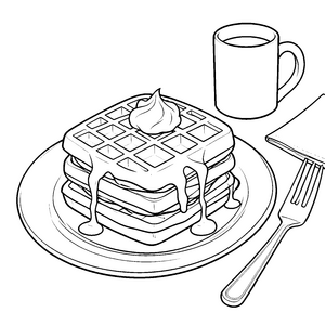 Saftige Waffelstape mit Sahne Ausmalvorlage für fröhliche Naschfreunde