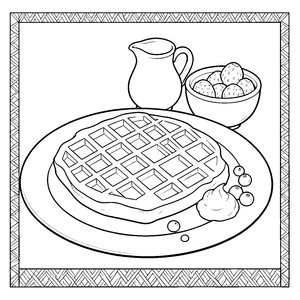Schmackhafte Waffel mit Beeren Malbild für Frühstücksfreunde