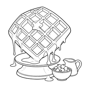 Überzogene Waffel mit Beeren Ausmalvorlage für Süßigkeitenfans