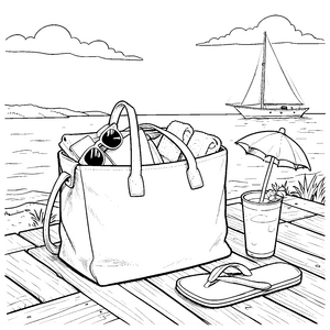 Sommerlicher Strandkorb mit Segelboot Bastelmotiv für kleine Wasserratten