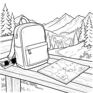 Abenteuerlicher Rucksack mit Wanderkarte Bastelvorlage für Bergfreunde