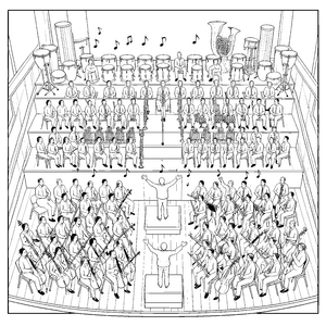 Prachtvolles Orchester mit Dirigenten Malvorlage für malfreudige Musikliebhaber