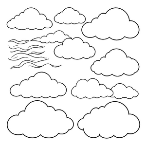 Fluffige Wolken mit Windlinien Bastelmotiv für neugierige Himmelsbeobachter