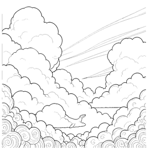 Traumhafter Wal in bauschigen Wolken Ausmalbild für Wolkenpioniere
