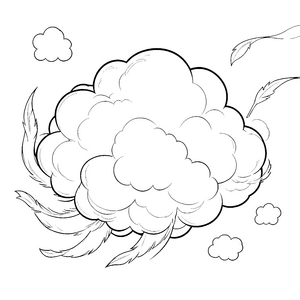 Flaumige Wolken mit Federn Ausmalbild für malfreudige Federfreunde
