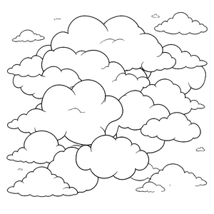 Fluffige Wolkenformationen Ausmalbild für kreative Himmelsträumer