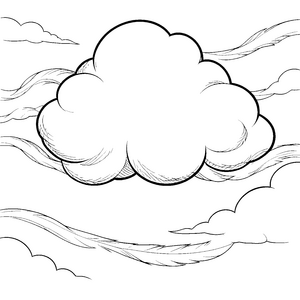 Bauschige Wolken mit weiten Streifen Malbild für junge Himmelsträumer