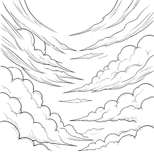 Weite Wolken mit Schleiern Bastelvorlage für verträumte Himmelsreisen