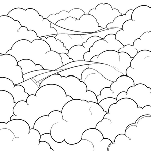 Fluffige Wolkenschichten Malvorlage für kreative Himmelswanderer